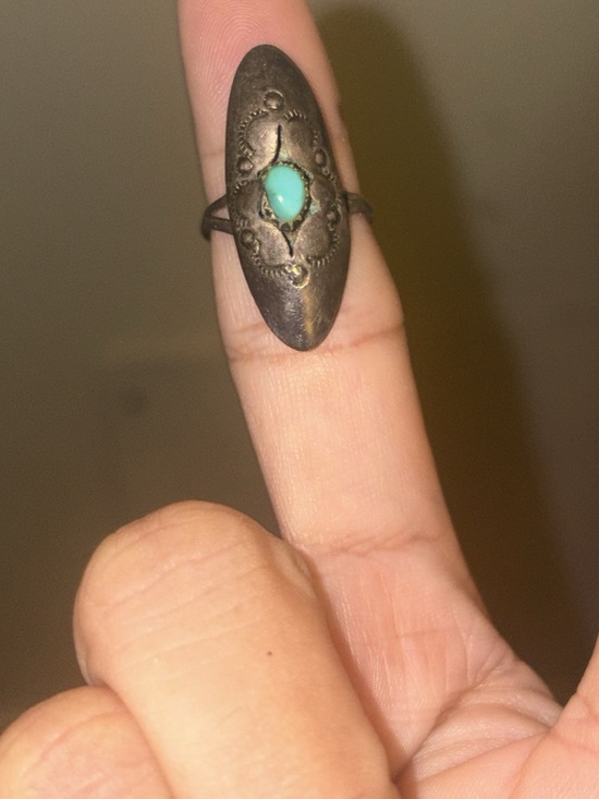 Vintage Jewelry - Vintage 50s 60s shadowbox navajo turquoise sterling silver ring
